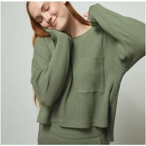 Lunya Restore Thermal Pocket Long Sleeve Green Size Medium